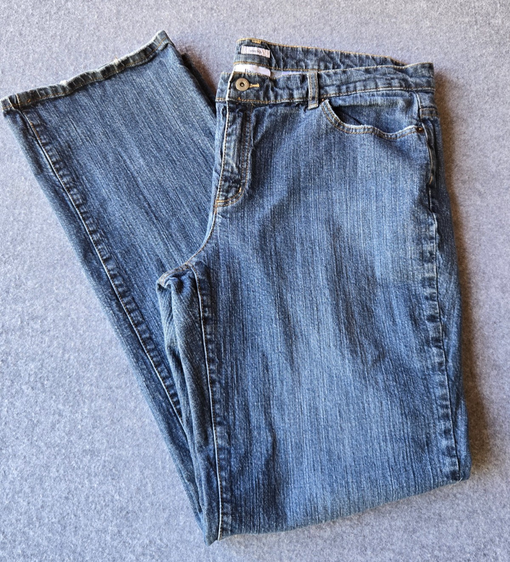 Liz & Co Women's Jeans Stretch Straight Leg Size 18 Long Mid Rise (38x34)